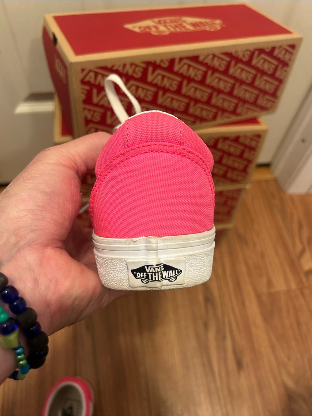 Vans Old Skool Women’s Size 9.5 Lace Up Sneaker Neon Hot Pink/White With Box - Picture 12 of 16